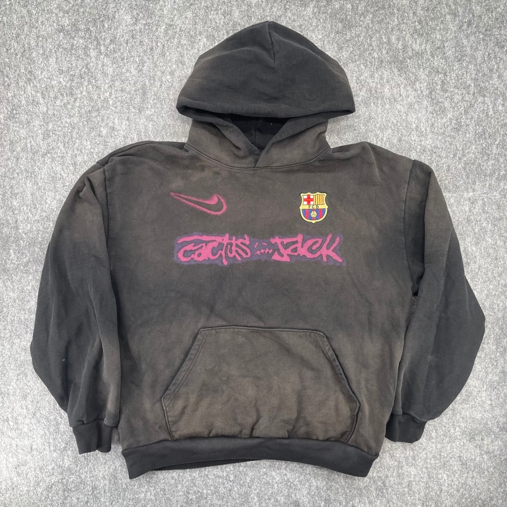Travis Scott Cactus Jack Nike FC Barcelona Hoodie Black XL Sun Faded